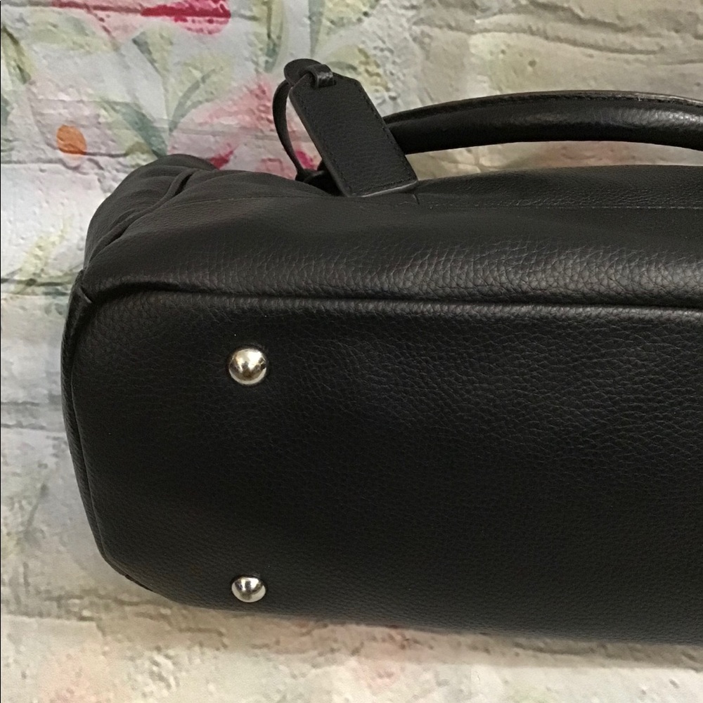 SOLD.  Satchel Hand Bag Black Leather - Picture 4 of 8